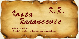 Kosta Radančević vizit kartica